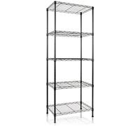 KARAT Étagère de Rangement pour Charges Lourdes pour Garage, Cave, Atelier - Étagère en Grille - Étagère d'angle - Étagère à pneus (Rocky-Noir, 90 x 45 x 200 cm)