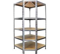 KARAT Étagère de Rangement pour Charges Lourdes pour Garage, Cave, Atelier - Étagère en Grille - Étagère d'angle - Étagère à pneus (Etagère d'angle-Galvanisée, 180 x 90 x 42 x 60 cm)