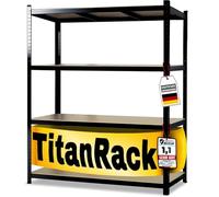 KARAT Étagère Multifonction pour Charges Lourdes - à Emboîter d'Angle avec Support pour Pneus en Grille pour Garage, Cave, Atelier (Noir, 177 x 160 x 60 cm)