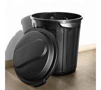 KARAT Poubelle avec Couvercle hermétique et 2 Poignets de Transport en Plastique pour Usage intérieur extérieur, résistant aux intempéries, Idéal pour Jardin Restaurant (Noir (Robin), 60l)