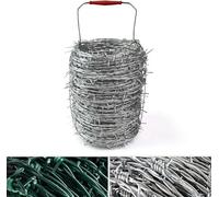 KARAT Rouleau de 50m de Fil barbelé pour clôture - résistant à la Traction et à la Rupture - épaisseur de Fil 1,7 mm - Rouleau de Fil de pâturage avec poignée (Galvanisé)