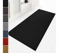 KARAT Tapis Anti-salissures Hong Kong - Tapis d'entrée résistant au UV Lavage - Grande capacité de rétention des saletés - Surface raffinée élégante, Dos en Gel antidérapant (Noir, 120 x 250 cm)