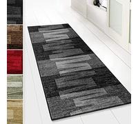 KARAT Tapis de Cuisine Ignifuge - Tapis de Course Noir 67x400 cm - Velours Fin, Confort Pieds Nus - Qualité Allemande - Carpette pour Couloir et Salon, Compatible avec Chauffage au Sol - Via Veneto