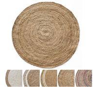 KARAT | Tapis Rond en Jute tressée à 100%, Fibre Naturelle - Tapis tissé à la Main | Qualité Certifié Oeko-Tex Standard 100 | Idéal pour Cuisine et Salon | Diamètre : Ø 90cm, Surat