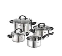 Karcher Mia set de casseroles en acier inoxydable, set de casseroles à induction, pots avec couvercle en verre et casserole, 4 pièces