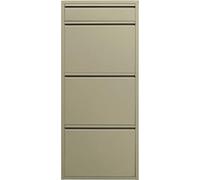 Kare Armoire à Chaussures Design Caruso 3 Plus 1, Kaki, 114,5 x 50 x 15 cm, Armoire à Chaussures, étagère à Chaussures, 3 Compartiments pour 6 Paires de Chaussures + 1 Compartiment pour clés, Acier