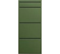 Kare Armoire à Chaussures Design Caruso 3 Plus 1, Vert Olive, 114,5 x 50 x 15 cm, Meuble à Chaussures, étagère à Chaussures, 3 Compartiments pour 6 Paires de Chaussures + 1 Compartiment pour clés