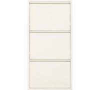 Kare Armoire à chaussures design Caruso en métal crème avec 3 rabats - Étagère à chaussures pour 6 paires de chaussures - Fin et peu encombrant - Étagère à chaussures haute - Entrée - 104 x 50 x 15 cm
