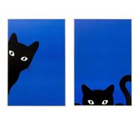 Kare Ciao Gatto Lot de 2 tableaux muraux, rectangulaires, encadrés, impression photo, art abstrait, design moderne, pour chambre à coucher, salon, 40 x 30 cm (H x l)