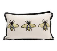 KARE Coussin Design Abeilles 45 x 45 cm Blanc Moderne Coussin décoratif Motif Animal avec Fermeture éclair pour Chambre à Coucher, Salon