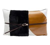 Kare Coussin Design avec Ceinture - Housse Amovible avec Fermeture éclair - avec Rembourrage - Motif géométrique - Coussin décoratif, Accessoire pour la Maison, Aspect Cuir, 50 x 30 cm (H x l)