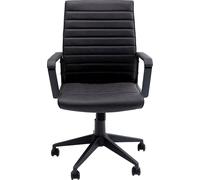 Kare Design Chaise de Bureau Labora Dossier Bas, Noir, Aspect Cuir, Pivotante, Ergonomique, Style Moderne, Fauteuil de Bureau, Confortable, Rembourrage, 109x59x62cm (H/L/P)