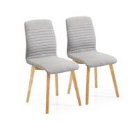 Kare Design Chaise Lara, Gris/Marron, Bois, Lot de 2, Chaise Salle a Manger, Meuble, Deco Intérieur, Decoration Chambre, Cuisine, 92x44x45cm