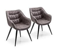 Kare Design Chaise Thelma, lot de 2, gris, chaises avec accoudoirs, chaise salle a manger, maison, salon, cuisine, 82x65x60cm