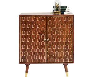 Kare Design Commode Muskat 2 portes, marron/or, bois massif, meuble maison, salon, chambre, capacité de charge max 25kg, 92x75x40cm