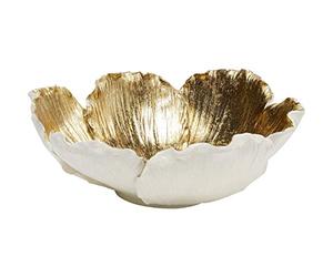 Kare Design Coupe Fleur dorée et Blanche 25cm