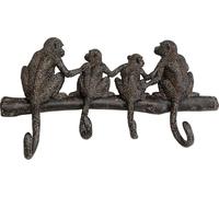 Kare Design Crochet mural Famille de singes, noir, 38 cm, motif singe, décoration d'intérieur, organisateur mural, sculpture amusante, pour manteau et chapeau, style décoratif d'entrée, couloir