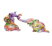 KARE Design Deco Statuette Elefant Zirkus Graffit (2/Set), Multicolore, Statue d'animal Moderne, idée Cadeau, Accessoires décoratifs, décoration de Chambre, décoration d'intérieur, Salon, Chambre à