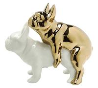 Kare Design Figurine Décorative Love Dogs, Or/Blanc, Porcelaine | Animal Chien Sculpture, 17x11x20 cm, Style Élégante, Deco Intérieur, Décoration Chambre, Salon, Maison, Cadeau