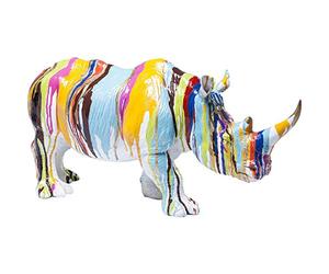 Kare Design Figurine décorative Rhino Colore, Multicolore, Animal Rhinocéros, Sculpture, Deco Interieur, Decoration Chambre, Salon, Maison, Cadeau, 26x55x17cm
