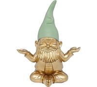 Kare Design Figurine décorative Zwerg Meditation doré, or/vert, jardin, nain, decoration pour salon, chambre, 19 cm