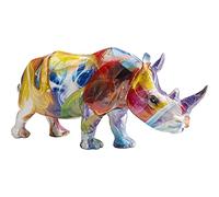 Kare Design Figurine Rhino, Multicolor, 17x8x6 cm, motif d’animal | Décoration pour jardin, salon ou chambre, figurine de nain en méditation