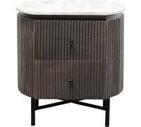 Kare Design Glenn - Commode Glenn - Table de Chevet - Étagère - Bois Massif de Mangue - Plateau en marbre - Structure en Acier - Chambre à Coucher - 55 x 50 x 35 cm (H x l x P)
