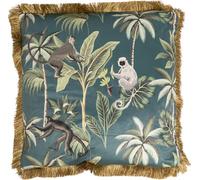 Kare Design Jungle Fever - Multicolore - 55 x 55 cm - Housse Amovible avec Fermeture éclair - Motif Jungle - avec Bords à Franges - Coussin décoratif avec Rembourrage - Coussin décoratif pour canapé