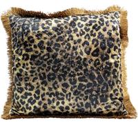 Kare Design Leo Fringe Marron/doré 55 x 55 cm Housse Amovible avec Fermeture éclair, avec Bords bordés, Coussin décoratif avec Rembourrage