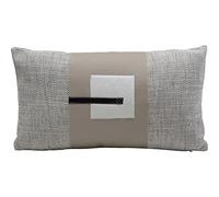 Kare Design Meeting Point Coussin décoratif, décoratif, Aspect Cuir, Amovible, avec Fermeture éclair, avec Rembourrage, Aspect tressé, Noir/Blanc/Beige, 50 x 30 cm (H x l)