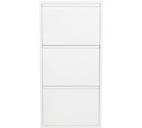 Kare Design Meuble à Chaussures Caruso 3 volets, Blanc, Rabattable | Meuble chaussure en acier, rangement rabattable pour couloir ou entrée, dimensions 103x50x14cm