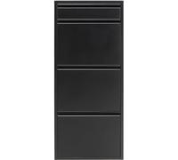 Kare Design Meuble à Chaussures Caruso, Noir, Acier, 4 Compartiments Basculants, Espace pour 6 Paires de Chaussures, Étroit, Peu Encombrant, Espace de Rangement, Couloir, 115x50x15cm