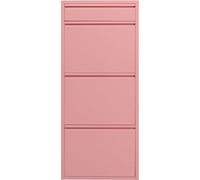 Kare Design Meuble à Chaussures Caruso, Rose, Acier, 4 Compartiments Basculants, Espace pour 6 Paires de Chaussures, Étroit, Peu Encombrant, Espace de Rangement, Couloir, 115x50x15cm