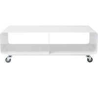 Kare Design Meuble TV Lounge, Blanc, Acier, avec Roulettes, Buffet Bas, Moderne, Deco Intérieur, Decoration Chambre, Salon, Couloir, Bureau, 30x90x42 cm (H/L/P)