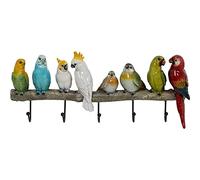 Kare Design Porte Manteau Murale Oiseaux Exotiques, Multicolore, Cintre Acier Laqué, Animal, 5 Patères, Vestiaire Entrée, Deco Interieur, Decoration Chambre, Couloir, 24x54x7cm