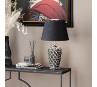 KARE Lampe de table Rose 33215 – métal argenté, pied céramique, abat-jour noir, E27