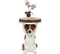 Kare Design Table d'Appoint Animal Mr. Jack, Chien, Marron/Blanc, Rond, Diamètre 33 cm, Table de Salon, Meuble, Cadeau, Deco Intérieur, Décoration Chambre, Maison