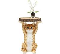 Kare Design Table d'Appoint Animal Ms. Cat, Chat, Marron/Orange, Rond, Diamètre 33 cm, Table de Salon, Meuble, Cadeau, Deco Intérieur, Décoration Chambre, Maison