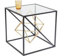 Kare Design Table d'Appoint Prisma, Or/Noir, Verre, Acier, Moderne, Table de Salon, Meuble, Deco Intérieur, Decoration Chambre, Maison, 45x45x45cm