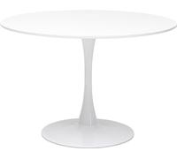 Kare Design Table Schickeria, blanc, bois MDF, pied en acier, minimaliste, table a manger, table ronde pour 4 personnes, salle à manger, salon, bureau, Ø110