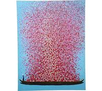 Kare Design Tableau Touched Flower Boat, Multicolore, Bleu/Rose, Détails Peints à la Main, Peinture Acrylique, Murale, Impression sur Toile, Deco Intérieur, Décoration Chambre, Salon, 120x160cm