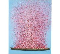 Kare Design Tableau Touched Flower Boat, multicolore, bleu/rose, détails peints à la main, peinture acrylique, impression sur toile, tablau decoration murale salon, chambre, couloir, 100x180cm