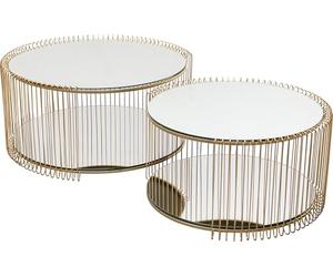 Kare Design Tables Basses Wire Double Laiton Set de 2