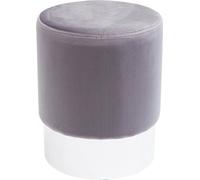 Kare Design Tabouret Cherry gris clair, gris/argent, aspect velours, rond, élégant, decoration chambre, salon, capacité de charge max 120kg, Ø35cm