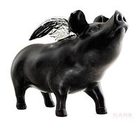 Kare Design Tirelire Rockstar Pig, Noir/Argenté, Animal Cochon, Style Élégant, Deco Intérieur, Décoration Chambre, Salon, Cadeau, 17x23x10 cm (H/L/P)