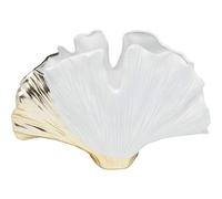 Kare Design Vase Ginkgo Elegance, Blanc, Or, Grès Vernissé, Vase Decoratif pour Fleur, Deco Intérieur, Decoration Chambre, Salon, Maison, 18 x 26 x 9 cm
