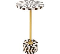 Kare Domero Star Table d'appoint Design Blanc/Marron Diamètre 25 cm Table Basse pour Salon Table de Chevet Ronde