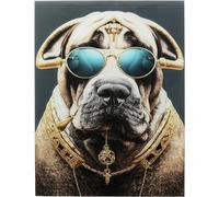 Kare Fashion Dog Tableau Mural Design - Multicolore - Rectangulaire - Verre de sécurité ESG de 4 mm - Design Animal - Décoration Murale pour Chambre à Coucher, Salon - 80 x 60 cm (H x l)