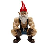 Kare Figurine décorative Design - Nain Muscle - Multicolore - Taille XL - Accessoire de Maison - Nain avec Muscles accroupi - 48 x 29 x 17 cm