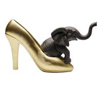 Kare Figurine décorative Elephant Shoe Fetish - Or/Noir - Éléphant Peint à la Main - Pièce Unique - Design Animal - Objet de décoration pour Le Salon - pour étagères - Idée Cadeau - 19 x 34 x 9 cm (H